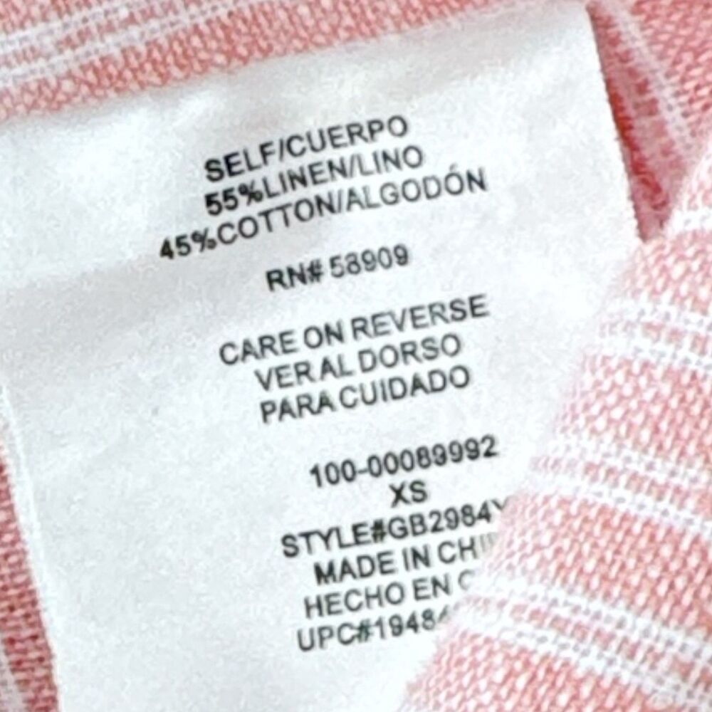 GB Bandeau Pinstriped Pink Linen/Cotton Twist Knot Stretch Back Wm/Jrs Sz XS EUC - Picture 6 of 7